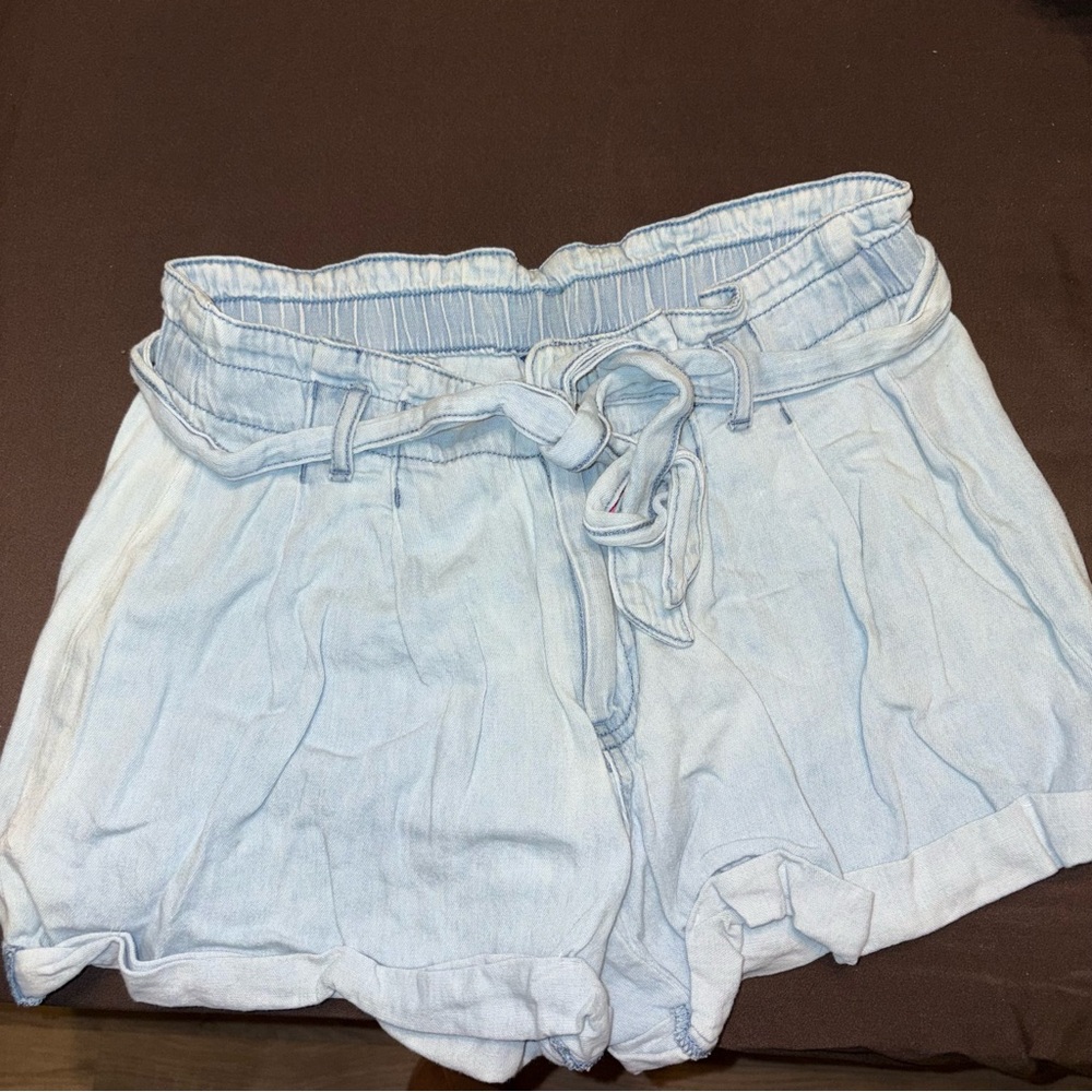 Denim print shorts